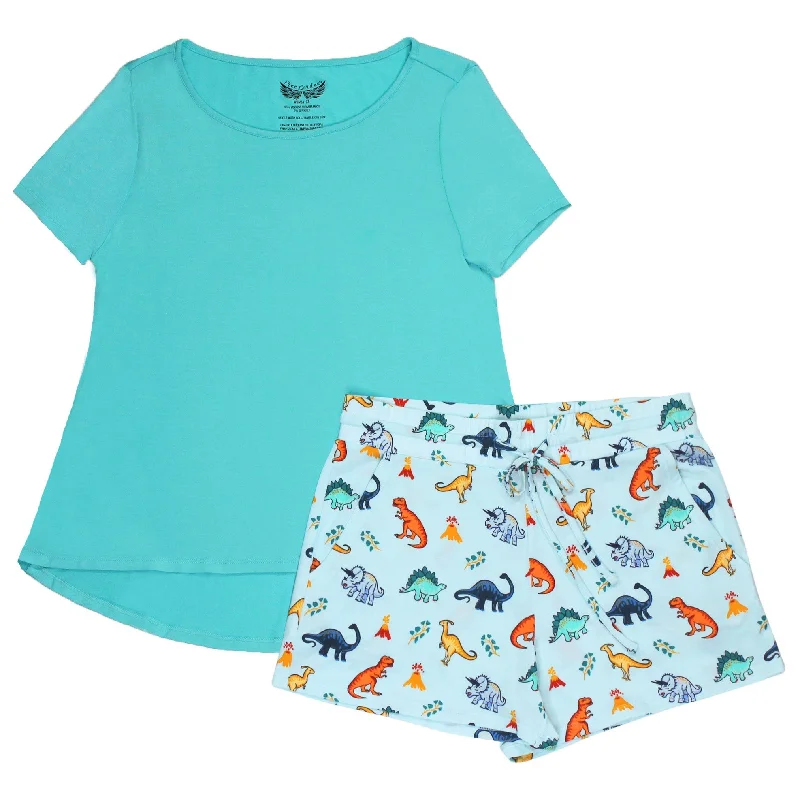 Rawr Your World Dinos & Volcanos Women's Short Sleeve & Shorts Pajama Set