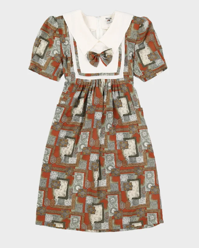 Brown Patterned Smock Dress - S