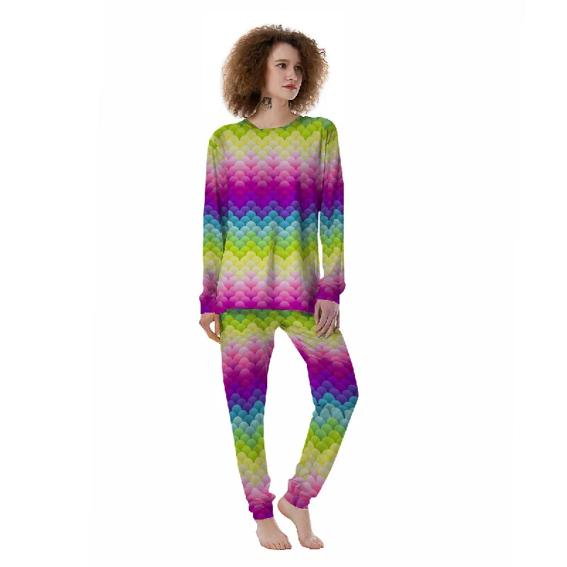 Neon Rainbow Light Blobs Print Pattern Women's Pajamas