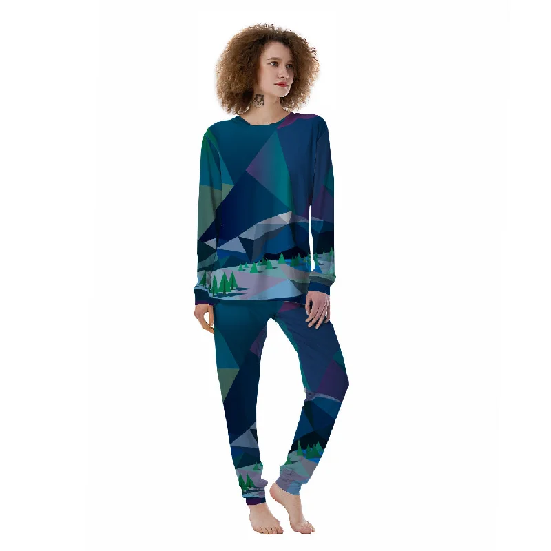 Northern Lights Geometric Polygonal Print Women's Pajamas