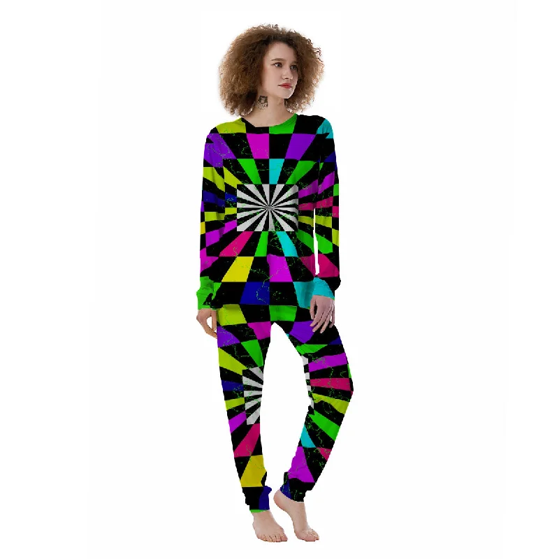 Optical Illusion Neon Abstract Print Women's Pajamas