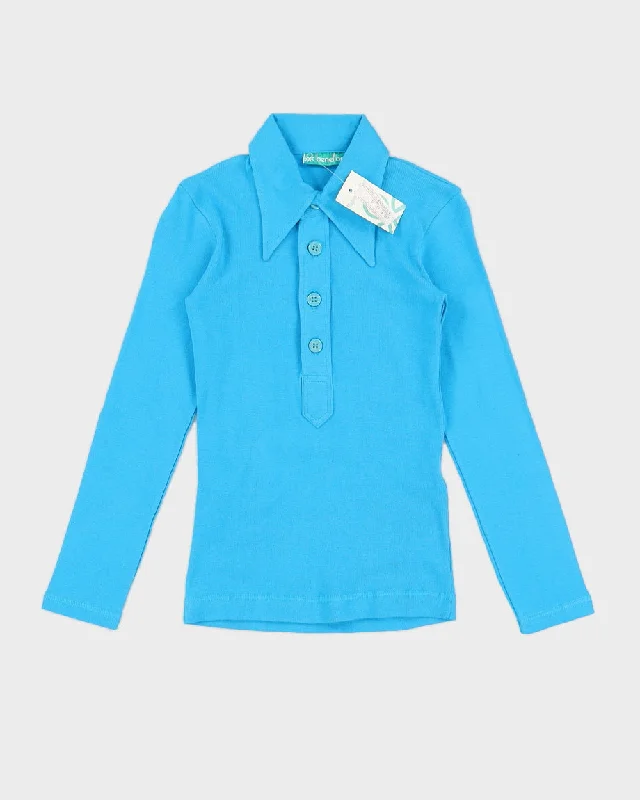 Vintage 70s Benetton Blue Polo Top - XS