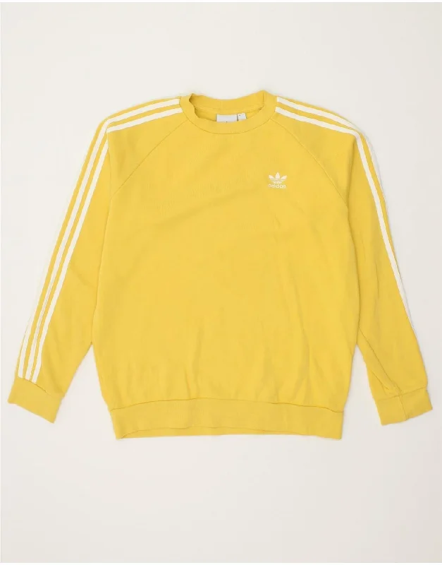 ADIDAS Womens Oversized Sweatshirt Jumper UK 10 Small Yellow Cotton