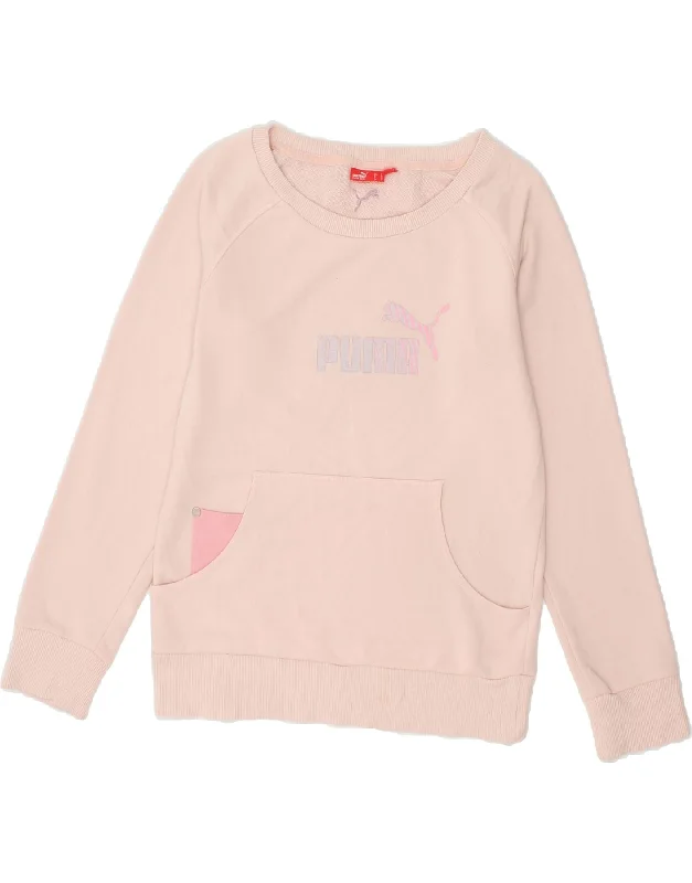 PUMA Womens Graphic Sweatshirt Jumper UK 12 Medium Pink