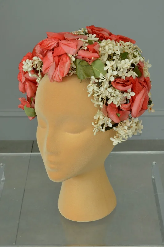 1950s Roses and Flowers Crescent Shape Headband Headpiece