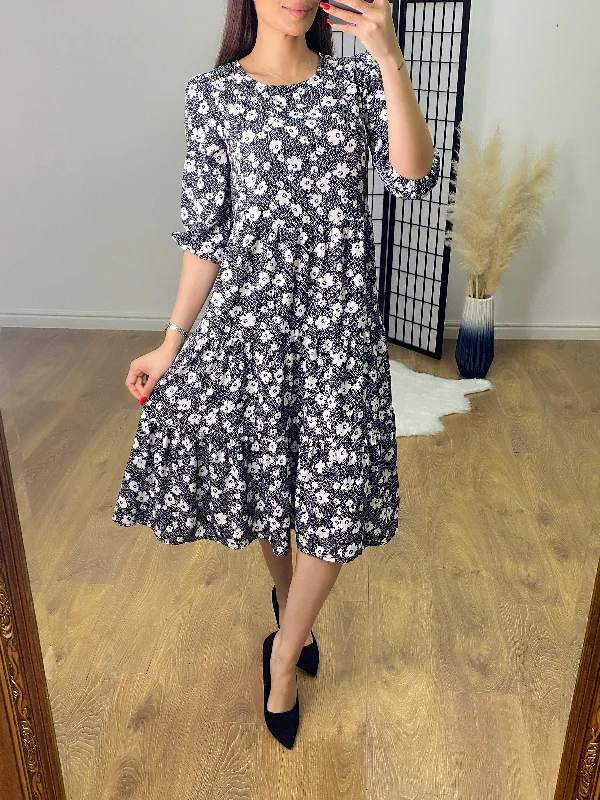 Jemima Floral Tiered Smock Midi Dress