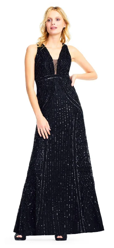 Adrianna Papell AP1E202404 Long Formal Embellished Mesh Dress