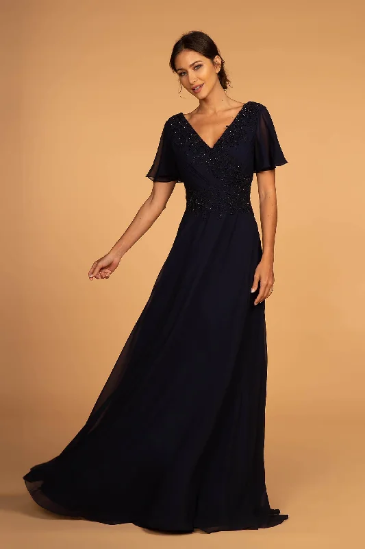 Mother of the Bride V-Neck Chiffon Long Dress