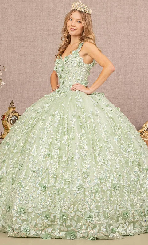 Elizabeth K GL3173 - Floral Detailed Sleeveless Ballgown