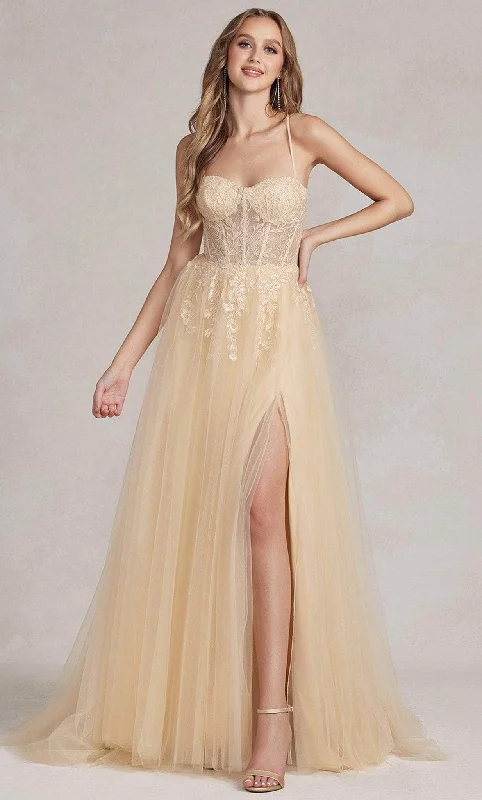 Nox Anabel J1089 - Sleeveless Sheer Embroidered Ballgown