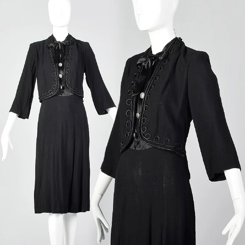 1930s Black Dress with Illusion Jacket