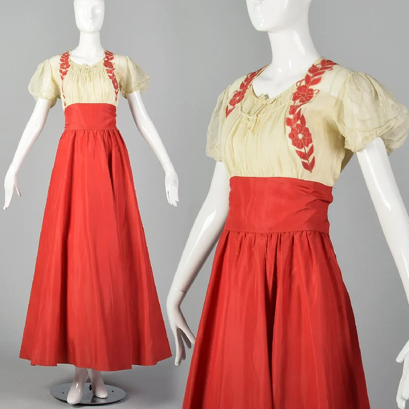 1930s Mesh and Pink Taffeta Gown