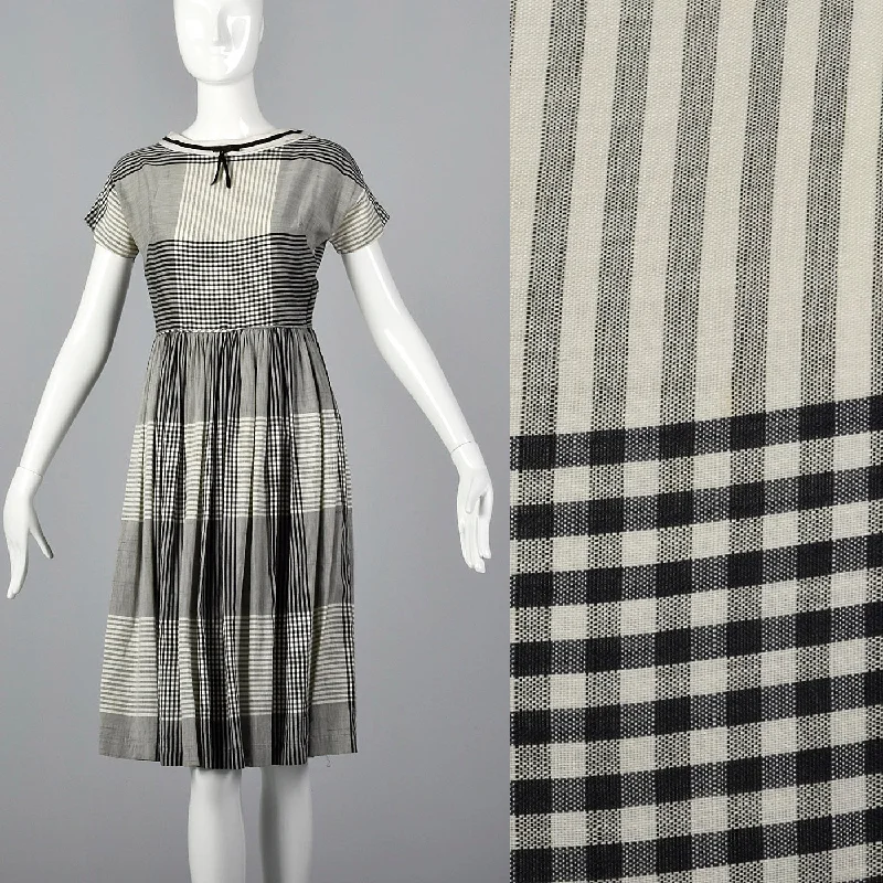 1950s Black and White Plaid Dress