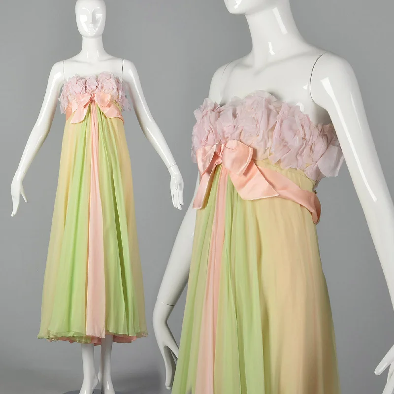 1960s Pastel Chiffon Evening Gown