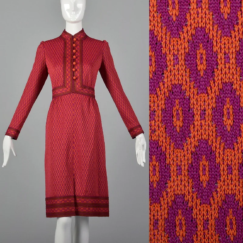 1970s Suzy Perette Victor Costa Raspberry Pink Knit Dress