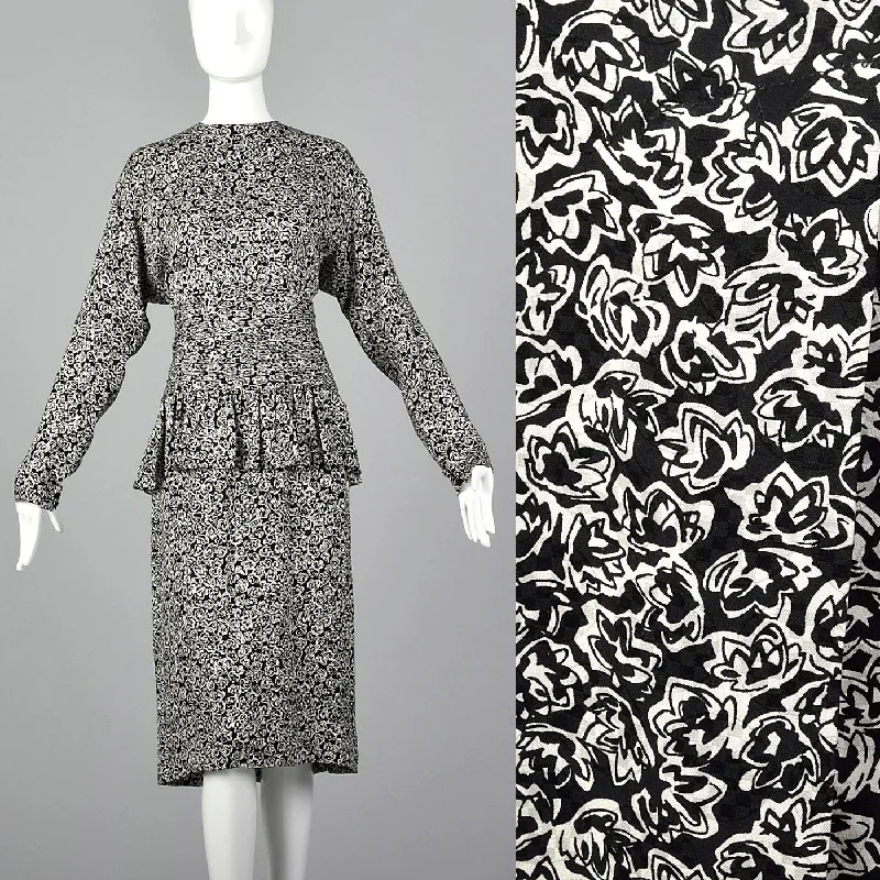 1980s Christian Dior Black and White Dress