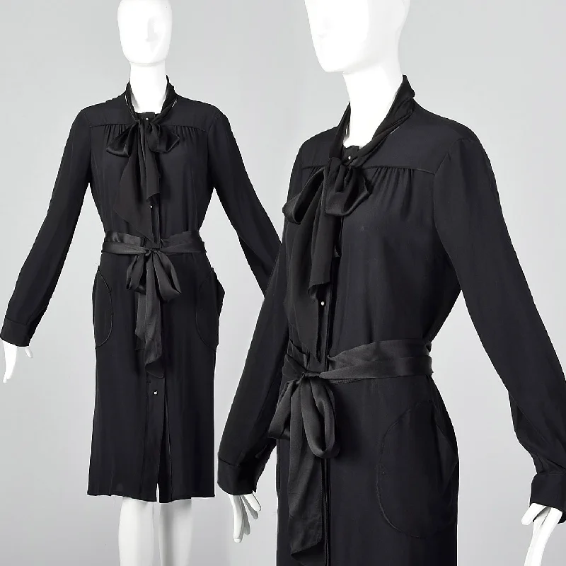 1990s Bottega Veneta Black Dress with Fabric Ties