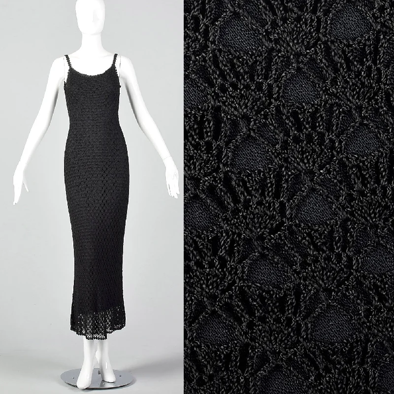 1990s Cache Black Crochet Dress