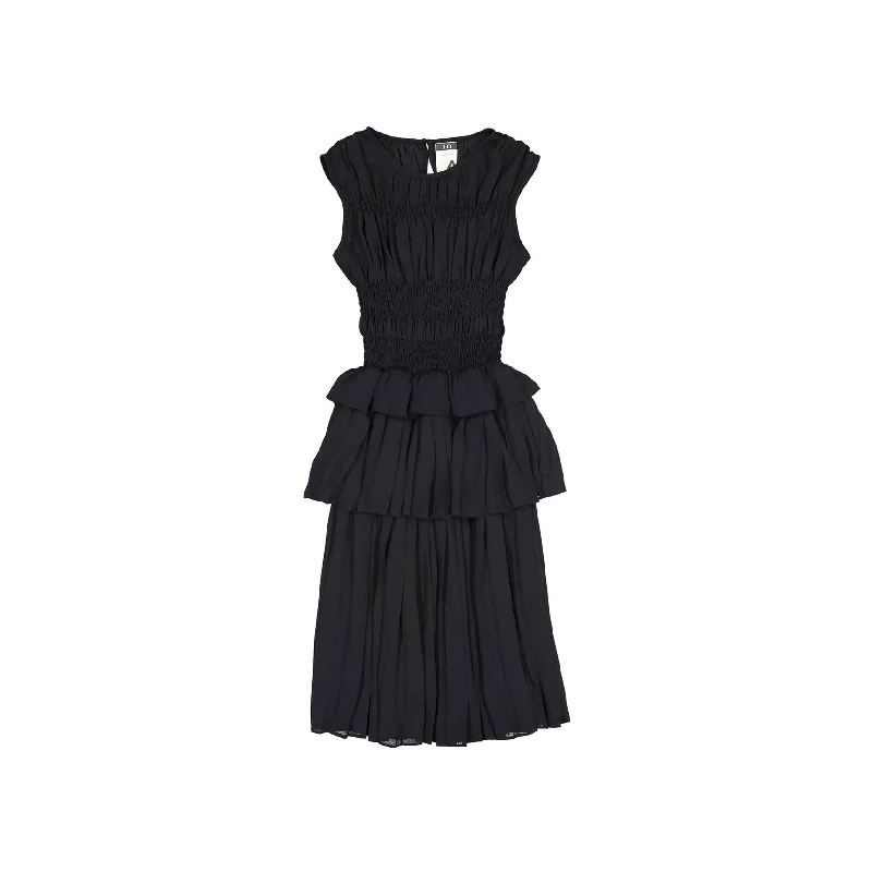 A4 Black Chiffon Layered Sleeveless Dress