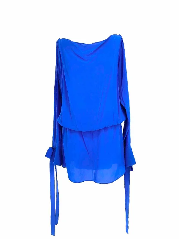 ALEXIS Women's Blue cold shoulder Silk Size L Dress