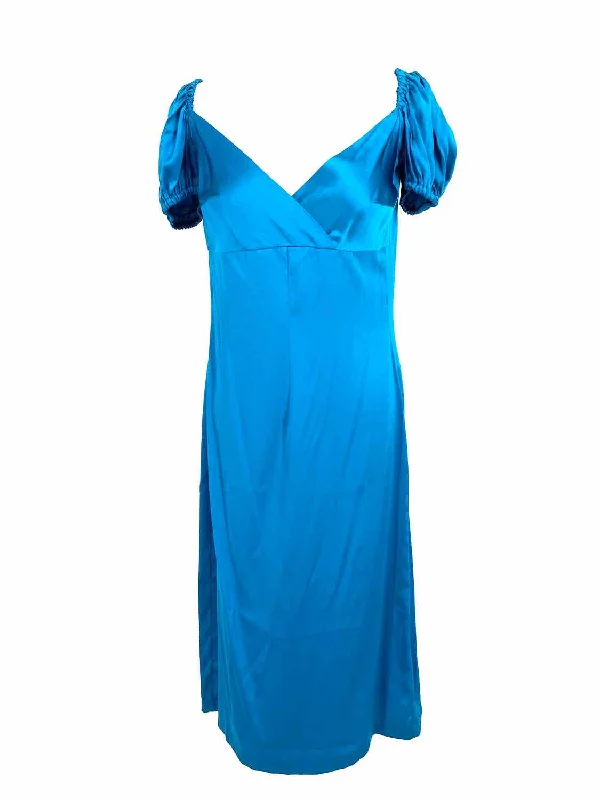 ALEXIS Women's Teal Silk Peasant Size L Dress