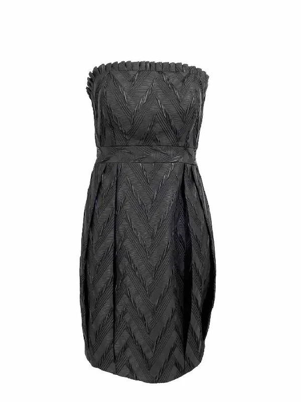 alice+olivia Women's Black Strapless Chevron Date Night Size XS Dress