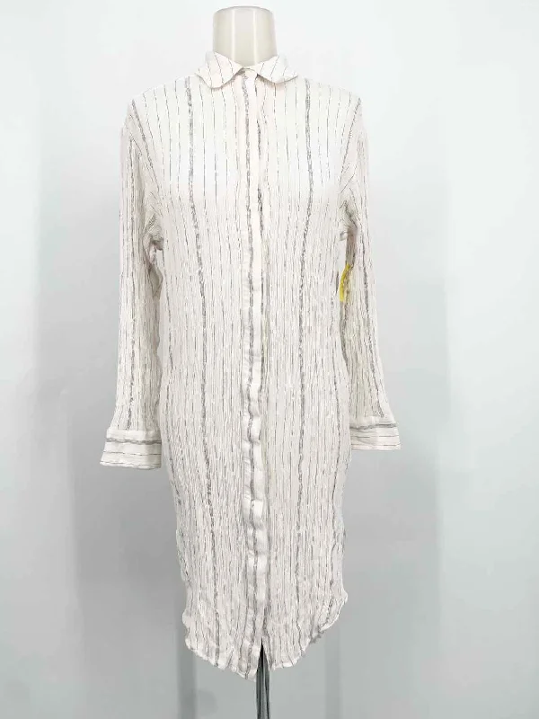 ALLSAINTS Women's White Button Down Ribbed Size S Dress