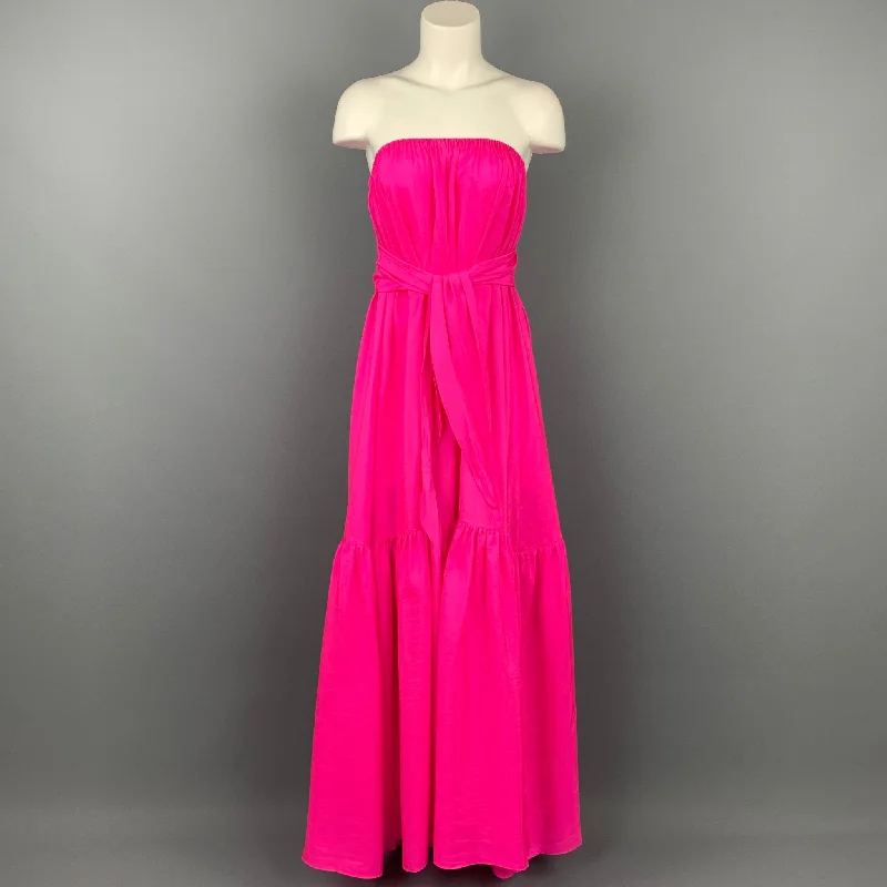 ANAAK Size 2 Fuchsia Ruffled Silk Strapless Sakura Dress