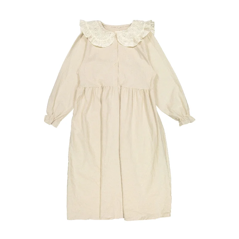 Aosta Beige Linen Moms Cape Dress