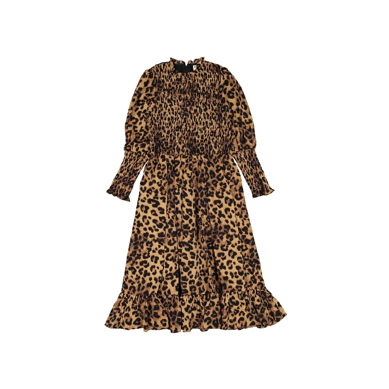 Ava and Lu Leopard Smocked Dress