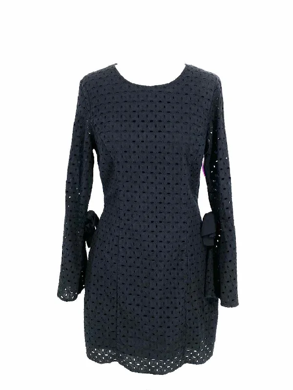 AVEC LES FILLES Women's Black Bell Sleeves Embroidered Size M Dress