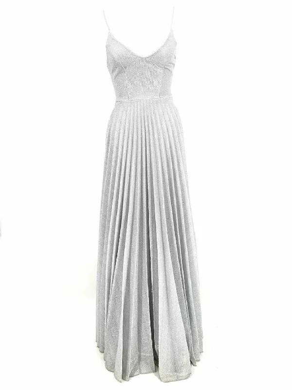 B. DARLIN Women's Silver Gown Polyester Blend Glitter Size 0 Dress