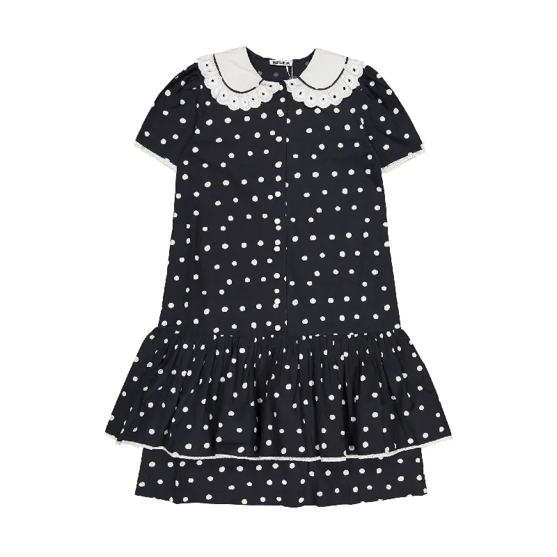 Batsheva Black Polka Dot Clarice Women's Dress