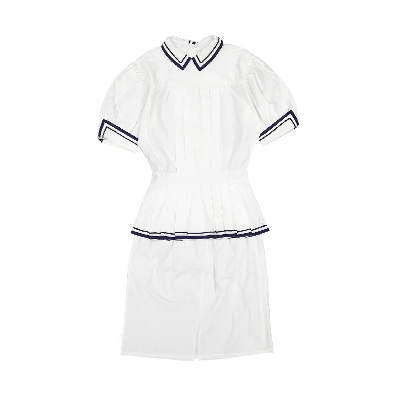 Batsheva White Cotton Poplin Rilke Women's Dress