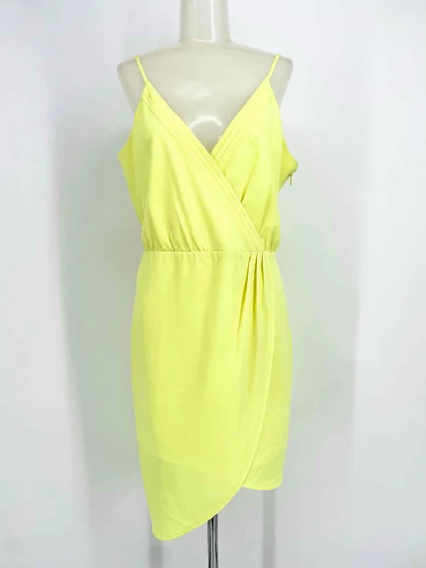 Bebe Yellow Spaghetti Strap Wrap Size M Dress