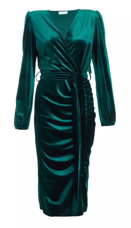 Bottle Green Velvet Dress