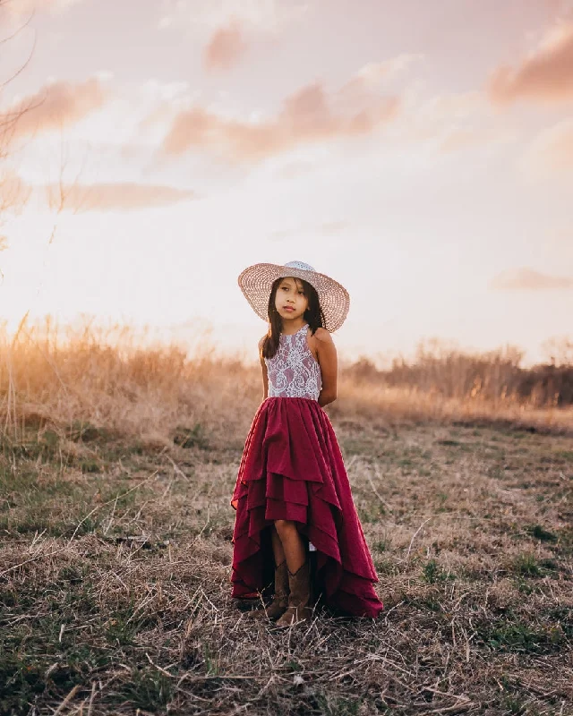 Breezy High Low Dress Burgundy