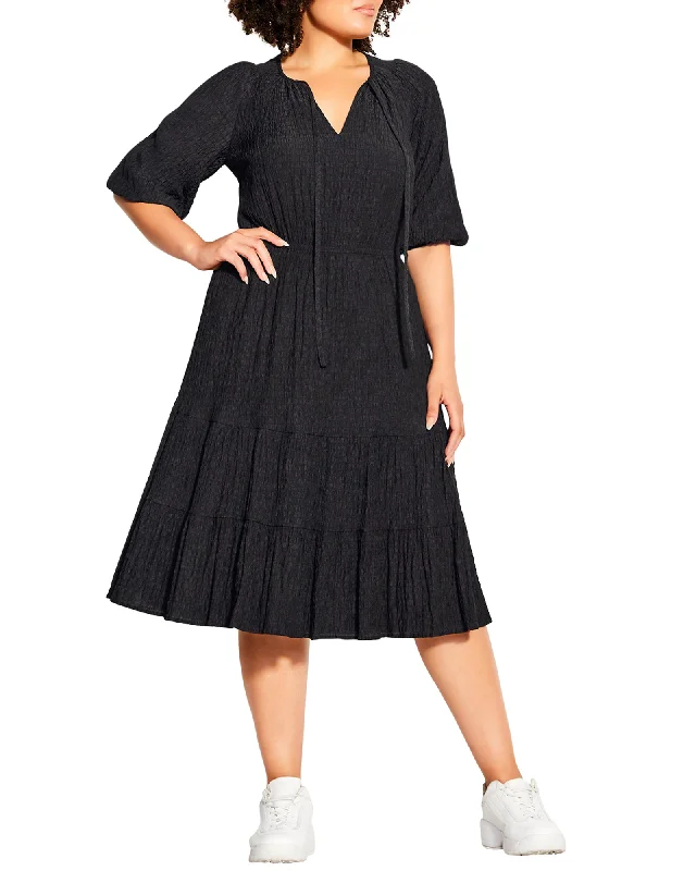 Calliope Darling Puff Dress | Black