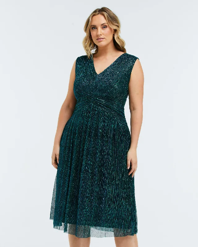 Camille Lurex Dress | Metallic Green