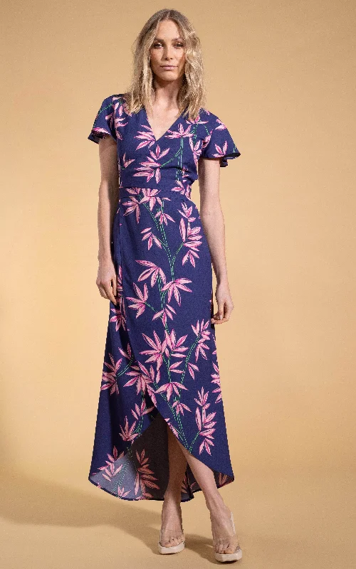 Cayenne Wrap Dress in Bamboo Navy Base