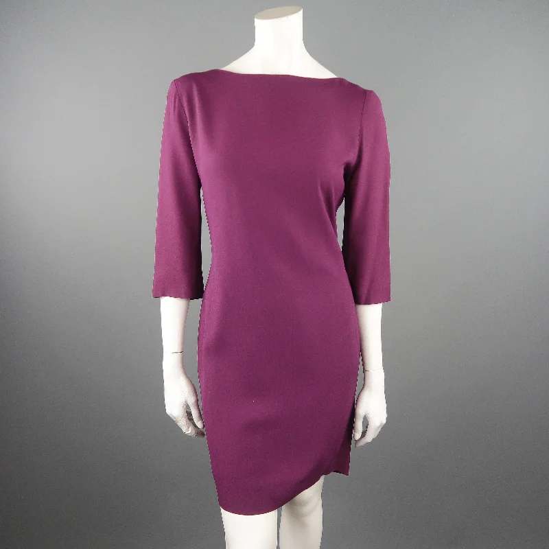 CHRISTIAN DIOR Size 10 Purple Open Back Embroidered Sash Dress