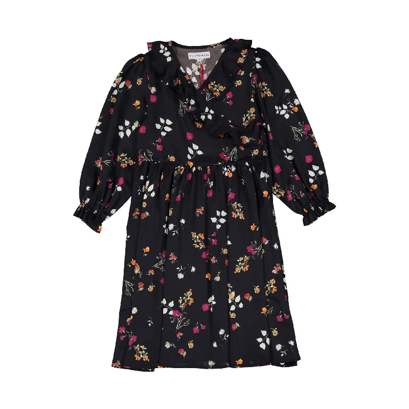 Christina Rohde Black Small Flowers Dress