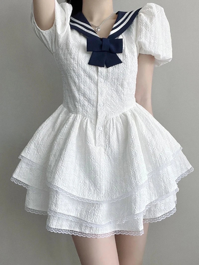 Cute Bow Sailor Collar Dress