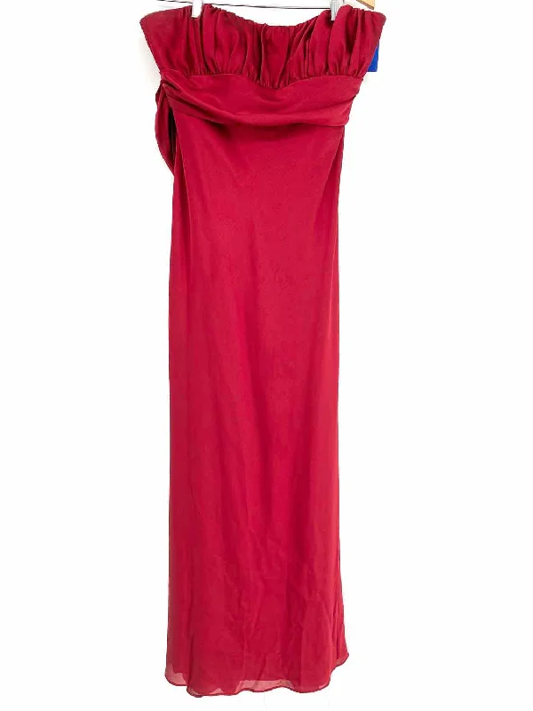 Davids Bridal Women's Red Strapless Ruched Size 6 Gown