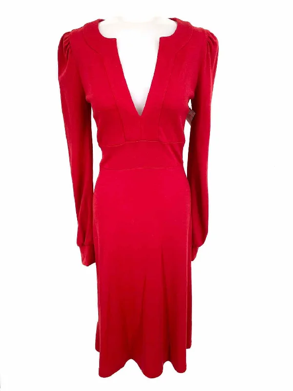 Diane Von Furs Women's Red Empire Wool Size 6 Dress