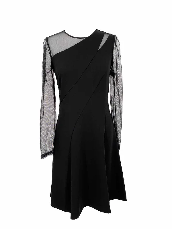 DKNY Women's Black A-Liine Polyester Blend Mesh Size 2 Dress