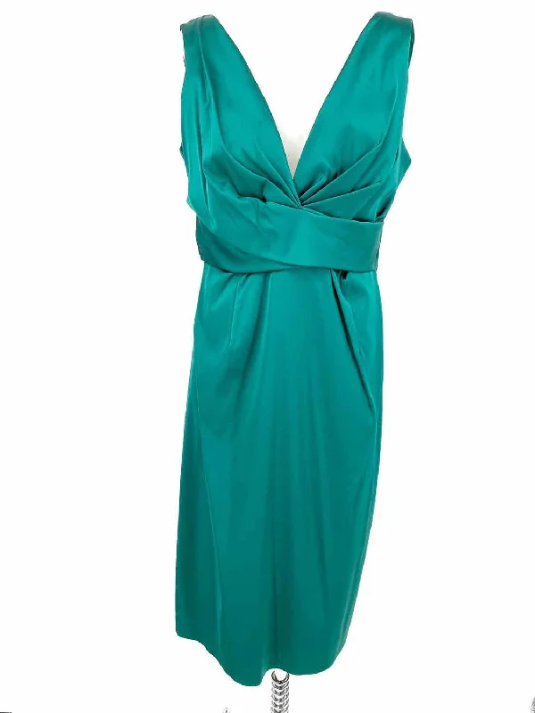 Donna Ricco Women's Hunter Green Sleeveless Gathered Size 12 Dress