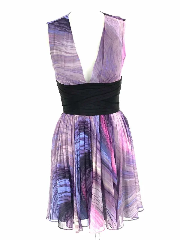 Elizabeth and James Sunset Jana Women Purple Sleeveless Silk Swirl Size 2 Dress