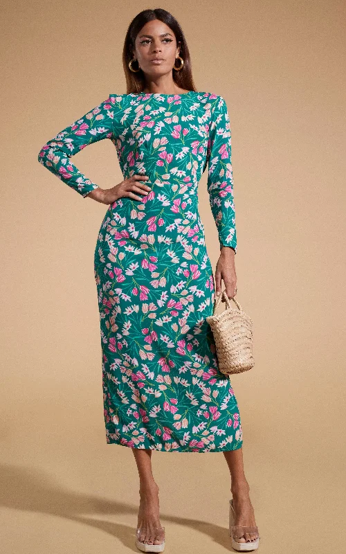 Estella Midaxi Dress in Green Tulip