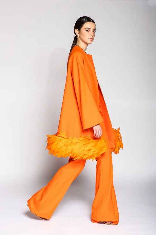 Feathered crepe top with trousers